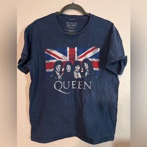 Queen Band Tee Distressed Navy Blue
